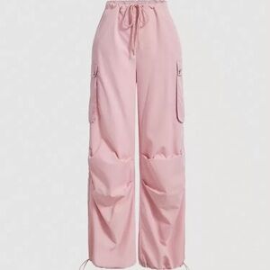 SHEIN MOD Flap Pocket Side Drawstring Waist Parachute Pants